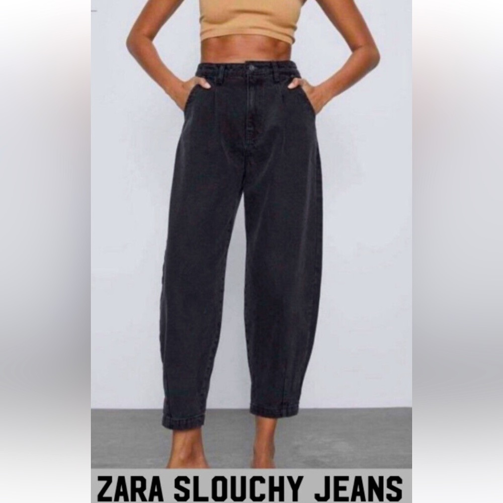 ZARA SLOUCHY JEANS IN WASHED BLACK